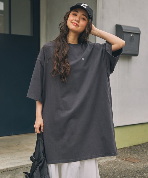 ナンバリング刺繍 ビッグシルエット半袖Tシャツ / ミニワンピース MONO
