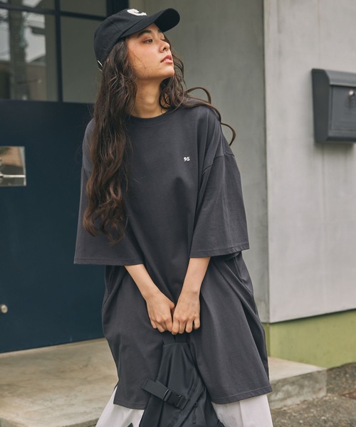 ナンバリング刺繍 ビッグシルエット半袖Tシャツ / ミニワンピース MONO