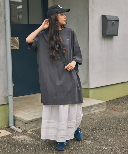 ナンバリング刺繍 ビッグシルエット半袖Tシャツ / ミニワンピース MONO