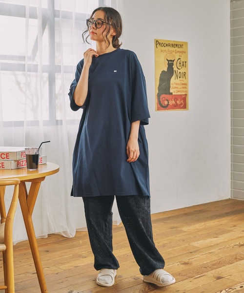ナンバリング刺繍 ビッグシルエット半袖Tシャツ / ミニワンピース MONO