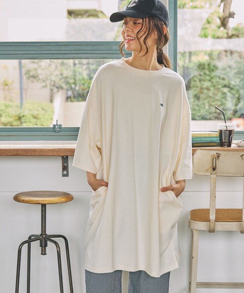 ナンバリング刺繍 ビッグシルエット半袖Tシャツ / ミニワンピース MONO