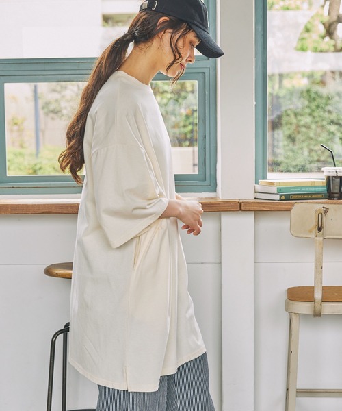 MONO-MART LADY'S(モノマートレディース)の「ナンバリング刺繍 ビッグシルエット半袖Tシャツ / ミニワンピース(ワンピース・レディース・ネイビー/スミクロ/アイボリー・FREE)」の10枚目の写真