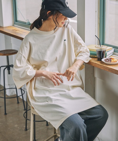 ナンバリング刺繍 ビッグシルエット半袖Tシャツ / ミニワンピース MONO