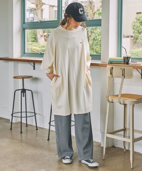 MONO-MART LADY'S(モノマートレディース)の「ナンバリング刺繍 ビッグシルエット半袖Tシャツ / ミニワンピース(ワンピース・レディース・ネイビー/スミクロ/アイボリー・FREE)」の18枚目の写真