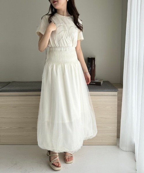 one after another NICE CLAUP（ワンアフターアナザーナイスクラップ）の「イニシャルビッグロゴ刺繍Tシャツ/リバイバル【ZOZO限定商品】（Tシャツ/カットソー・レディース・ピンク/アイボリー/ホワイト×ブラック/サックスブルー/チャコールグレー・FREE）」の8枚目の写真