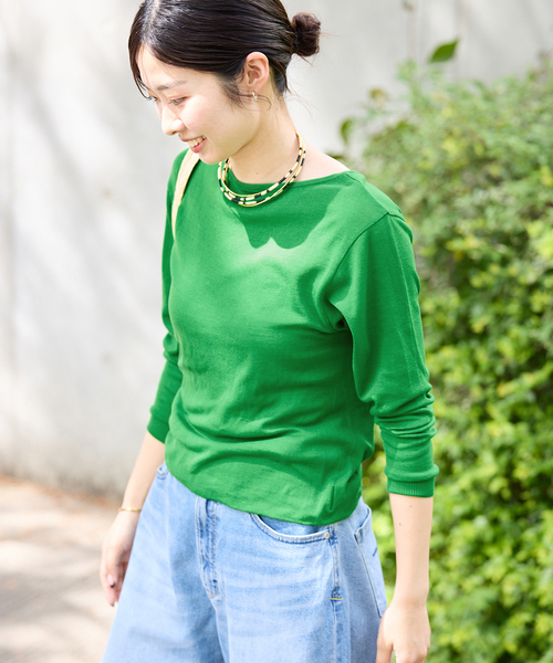 IENA(イエナ)の「80/2 Mer-Cotton セーターマシーン プルオーバー(Tシャツ/カットソー・レディース・ネイビー/ベージュ/グリーン・FREE)」の19枚目の写真