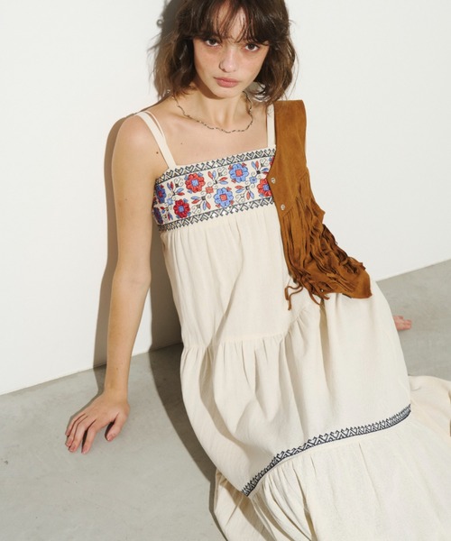 ZIMMERMANN ティアード ミディ丈ワンピース 刺繍入【関税なし】 ティアード刺繍sun dress（ワンピース）｜Unitage（ユニテージ