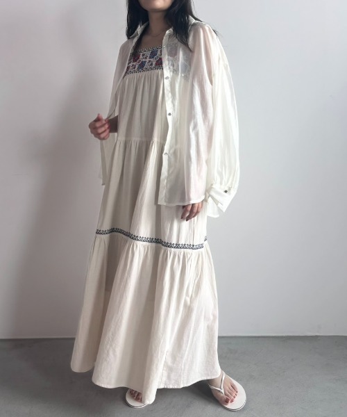 ZIMMERMANN ティアード ミディ丈ワンピース 刺繍入【関税なし】 Zimmermann】HARMONY TIERED MIDI DRESS ティアード ミディ