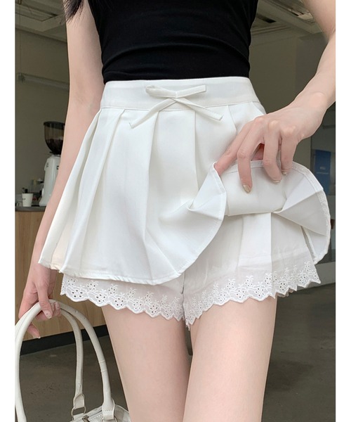 AMAJI(アマジ)の「コットンレースリボンプリーツミニスカート(スカート・レディース・グレー/ブラック/ホワイト・X-LARGE/LARGE/MEDIUM/SMALL)」の10枚目の写真
