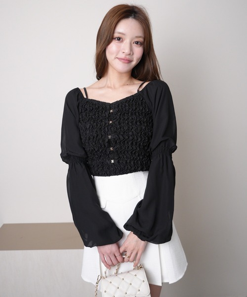 LIPSERVICE（リップサービス）の「ボリュームスリーブリンクルブラウス（シャツ/ブラウス・レディース・アイボリー/ブラック・FREE）」の11枚目の写真