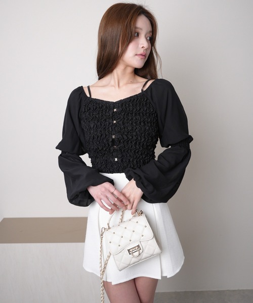 LIPSERVICE（リップサービス）の「ボリュームスリーブリンクルブラウス（シャツ/ブラウス・レディース・アイボリー/ブラック・FREE）」の12枚目の写真