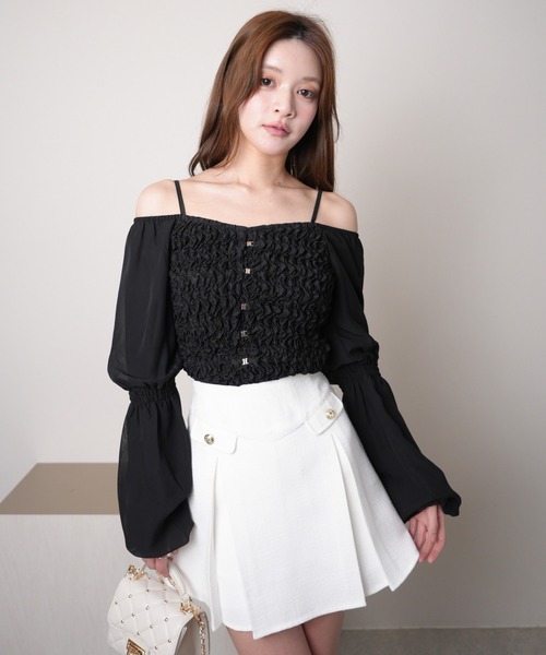 LIPSERVICE（リップサービス）の「ボリュームスリーブリンクルブラウス（シャツ/ブラウス・レディース・アイボリー/ブラック・FREE）」の13枚目の写真