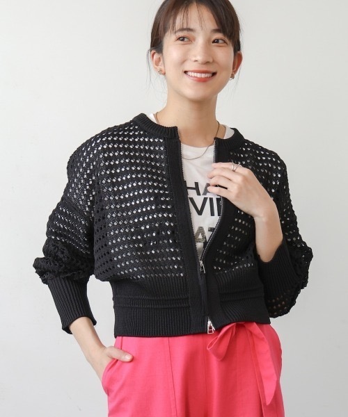 Bou Jeloud（ブージュルード）の「Ｗａｔｅｒｍａｒｋニットブルゾン（カーディガン/ボレロ・レディース・ブラック/ダークブルー/オフホワイト・FREE）」の20枚目の写真