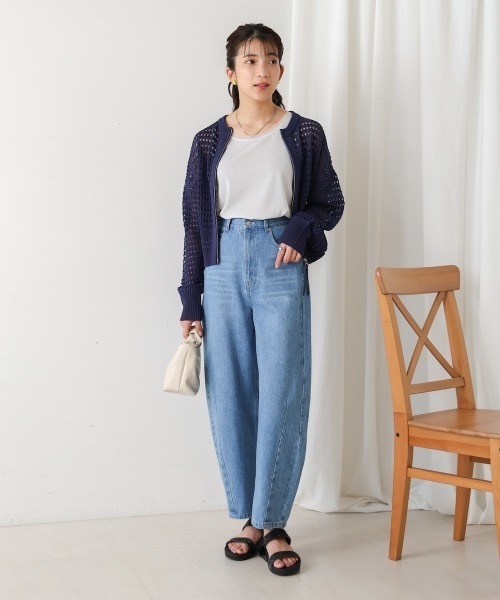 Bou Jeloud（ブージュルード）の「Ｗａｔｅｒｍａｒｋニットブルゾン（カーディガン/ボレロ・レディース・ブラック/ダークブルー/オフホワイト・FREE）」の13枚目の写真