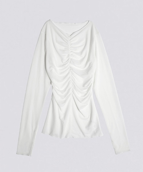 kiehtova(キエトヴァ)の「【kiehtova】MOIST GATHER LONG TEE/モイスト ギャザー ロング ティー KTWR31 ※(Tシャツ/カットソー・レディース・ホワイト/ブラック・FREE)」の5枚目の写真