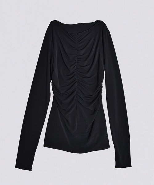 kiehtova(キエトヴァ)の「【kiehtova】MOIST GATHER LONG TEE/モイスト ギャザー ロング ティー KTWR31 ※(Tシャツ/カットソー・レディース・ホワイト/ブラック・FREE)」の10枚目の写真