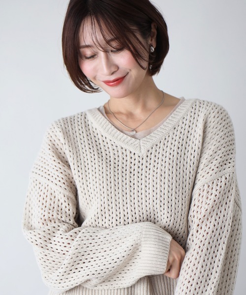 Ehre style(エーレスタイル)の「着回し抜群!くたっと袖でこなれ春ニット(Tシャツ/カットソー・レディース・ブルー/ラベンダー/ホワイト/ベージュ・FREE)」の3枚目の写真