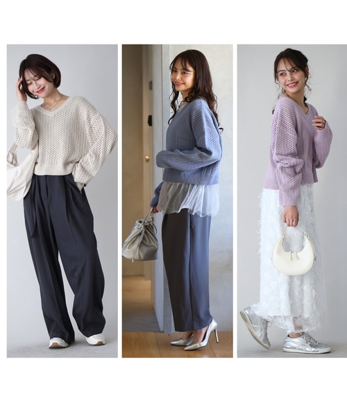 Ehre style(エーレスタイル)の「着回し抜群!くたっと袖でこなれ春ニット(Tシャツ/カットソー・レディース・ブルー/ラベンダー/ホワイト/ベージュ・FREE)」の7枚目の写真