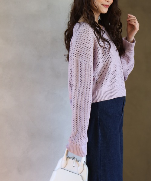 Ehre style(エーレスタイル)の「着回し抜群!くたっと袖でこなれ春ニット(Tシャツ/カットソー・レディース・ブルー/ラベンダー/ホワイト/ベージュ・FREE)」の10枚目の写真