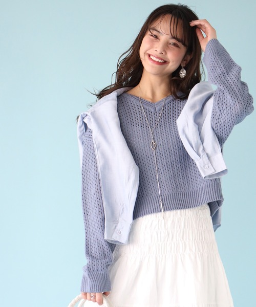 Ehre style(エーレスタイル)の「着回し抜群!くたっと袖でこなれ春ニット(Tシャツ/カットソー・レディース・ブルー/ラベンダー/ホワイト/ベージュ・FREE)」の14枚目の写真
