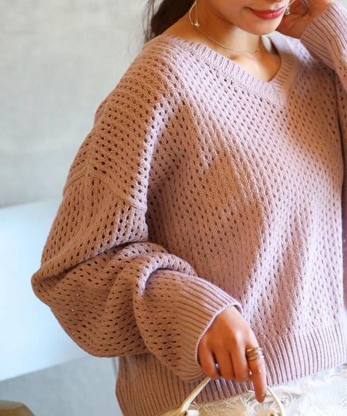 Ehre style(エーレスタイル)の「着回し抜群!くたっと袖でこなれ春ニット(Tシャツ/カットソー・レディース・ブルー/ラベンダー/ホワイト/ベージュ・FREE)」の12枚目の写真