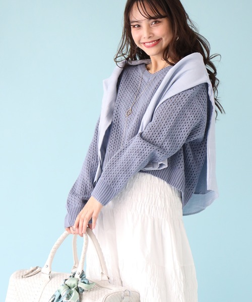 Ehre style(エーレスタイル)の「着回し抜群!くたっと袖でこなれ春ニット(Tシャツ/カットソー・レディース・ブルー/ラベンダー/ホワイト/ベージュ・FREE)」の16枚目の写真