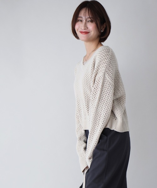 Ehre style(エーレスタイル)の「着回し抜群!くたっと袖でこなれ春ニット(Tシャツ/カットソー・レディース・ブルー/ラベンダー/ホワイト/ベージュ・FREE)」の5枚目の写真