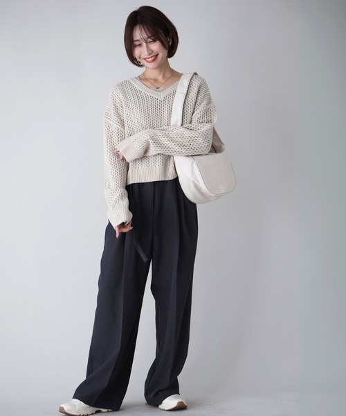 Ehre style(エーレスタイル)の「着回し抜群!くたっと袖でこなれ春ニット(Tシャツ/カットソー・レディース・ブルー/ラベンダー/ホワイト/ベージュ・FREE)」の19枚目の写真