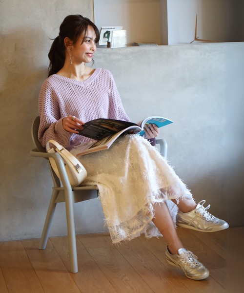 Ehre style(エーレスタイル)の「着回し抜群!くたっと袖でこなれ春ニット(Tシャツ/カットソー・レディース・ブルー/ラベンダー/ホワイト/ベージュ・FREE)」の21枚目の写真