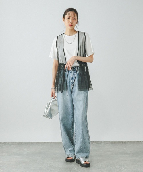 GLOBAL WORK(グローバルワーク)の「チュールベストインナーSET/327102(Tシャツ/カットソー・レディース・ブラック/グレー・LARGE/MEDIUM)」の4枚目の写真