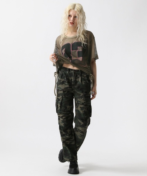 FOREVER 21（フォーエバー トゥエンティーワン）の「【ダンサーMIUさんコラボ】メッシュBIGトップス【2025SS】（Tシャツ/カットソー・レディース・ナチュラル/カーキ・FREE）」の9枚目の写真