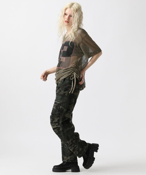 FOREVER 21（フォーエバー トゥエンティーワン）の「【ダンサーMIUさんコラボ】メッシュBIGトップス【2025SS】（Tシャツ/カットソー・レディース・ナチュラル/カーキ・FREE）」の10枚目の写真