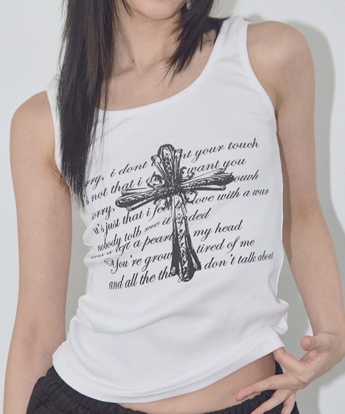 タンクトップ ノースリーブ 「FANCY CLUB」FRONT CROSS SLEEVELESS レディース FANCY CLUB】FRONT CROSS SLEEVELESS | OUR BRAND,FANCY CLUB