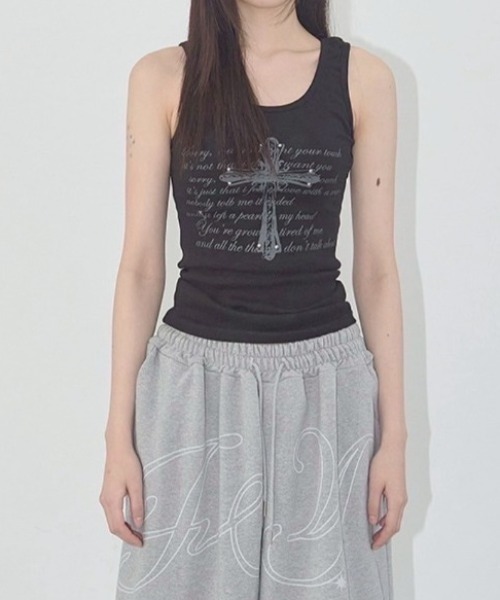 タンクトップ ノースリーブ 「FANCY CLUB」FRONT CROSS SLEEVELESS レディース FANCY CLUB】FRONT CROSS SLEEVELESS | OUR BRAND,FANCY CLUB