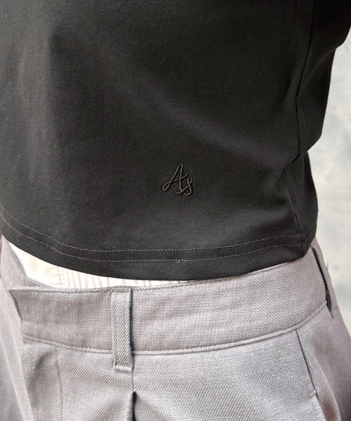 ABYS（アビス）の「ワンポイント刺繍クロップドTシャツ（Tシャツ/カットソー・レディース・ブラック/ホワイト/オレンジ・FREE）」の7枚目の写真