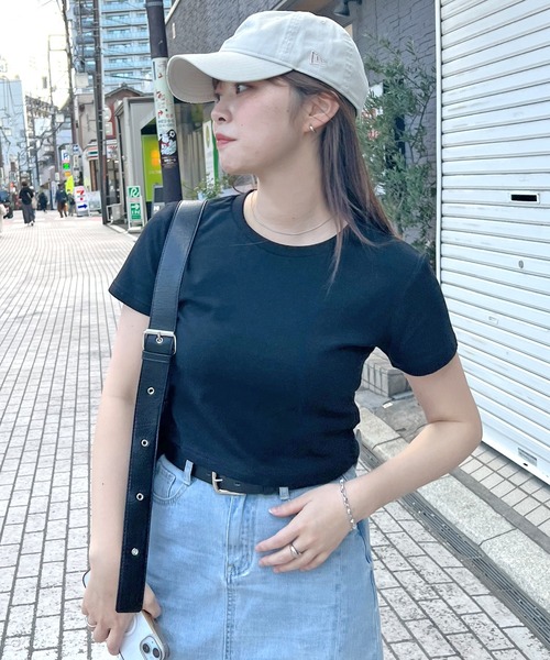 ABYS（アビス）の「ワンポイント刺繍クロップドTシャツ（Tシャツ/カットソー・レディース・ブラック/ホワイト/オレンジ・FREE）」の12枚目の写真