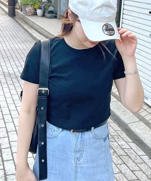 ABYS（アビス）の「ワンポイント刺繍クロップドTシャツ（Tシャツ/カットソー・レディース・ブラック/ホワイト/オレンジ・FREE）」の13枚目の写真