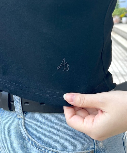 ABYS（アビス）の「ワンポイント刺繍クロップドTシャツ（Tシャツ/カットソー・レディース・ブラック/ホワイト/オレンジ・FREE）」の14枚目の写真