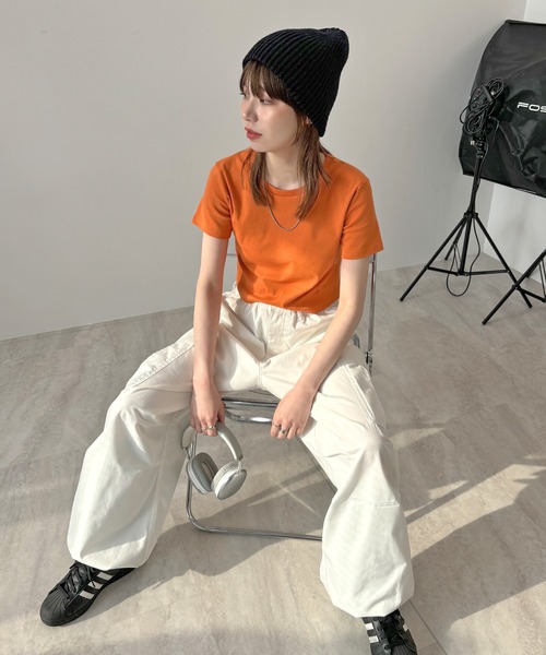 ABYS（アビス）の「ワンポイント刺繍クロップドTシャツ（Tシャツ/カットソー・レディース・ブラック/ホワイト/オレンジ・FREE）」の17枚目の写真