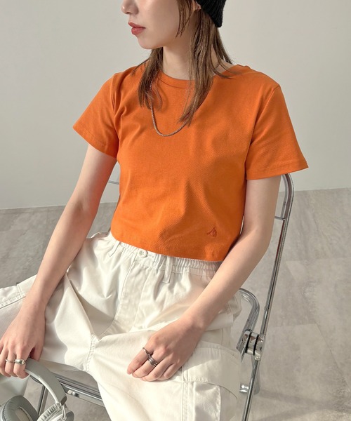 ABYS（アビス）の「ワンポイント刺繍クロップドTシャツ（Tシャツ/カットソー・レディース・ブラック/ホワイト/オレンジ・FREE）」の16枚目の写真