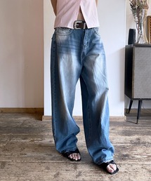 [MDオススメ/オールシーズン]【 2color ／ 2size】【バックポケット付き】ウォッシングバギーワイドデニムパンツ