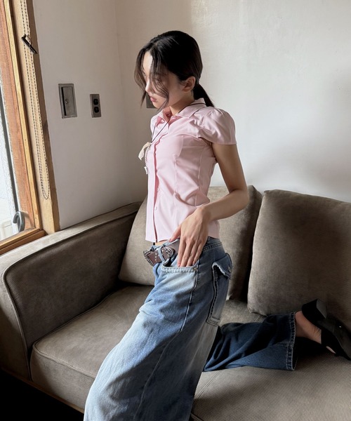 FOLLOWIN（フォロウィン）の「[MDオススメ/オールシーズン]【 2color ／ 2size】【バックポケット付き】ウォッシングバギーワイドデニムパンツ（デニムパンツ・レディース・ブラック/ブルー・MEDIUM/SMALL）」の13枚目の写真