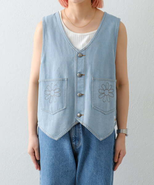 HELLO.SANFRANCISCO（ハローサンフランシスコ）の「【HELLO.SANFRANCISCO】衿取り外しデニムベスト（ベスト・レディース・サックスブルー・ONE SIZE）」の18枚目の写真