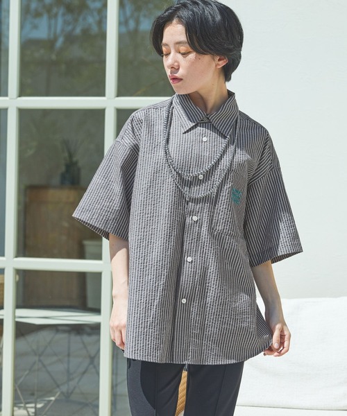 PAGEBOY(ページボーイ)の「サウナボーイコラボ セットアップシャツ(シャツ/ブラウス・レディース・ブルー/ブラック・FREE)」の7枚目の写真