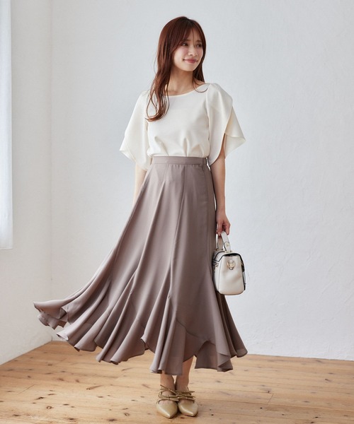 mysty woman（ミスティウーマン）の「エスカルゴマーメイドスカート4 498506（スカート・レディース・オフホワイト/ブラック/モカ・FREE）」の4枚目の写真