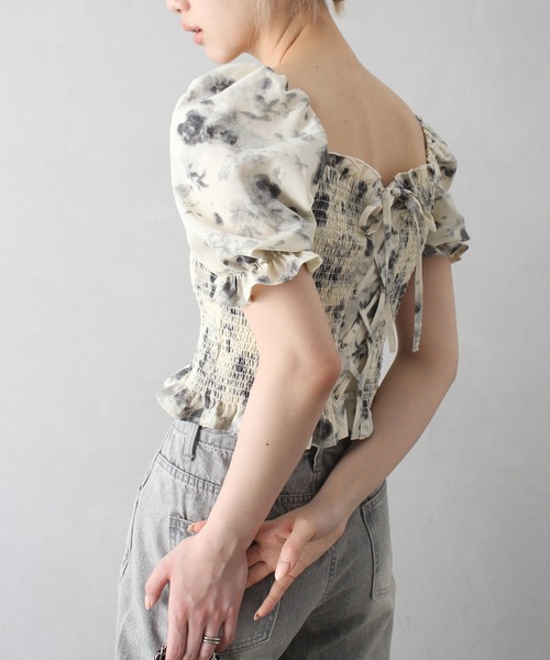 SpRay(スプレイ)の「レースアップオフショルショートスリーブブラウス(シャツ/ブラウス・レディース・ブラック×ホワイト/アイボリー/ブラック/オフホワイト・FREE)」の5枚目の写真