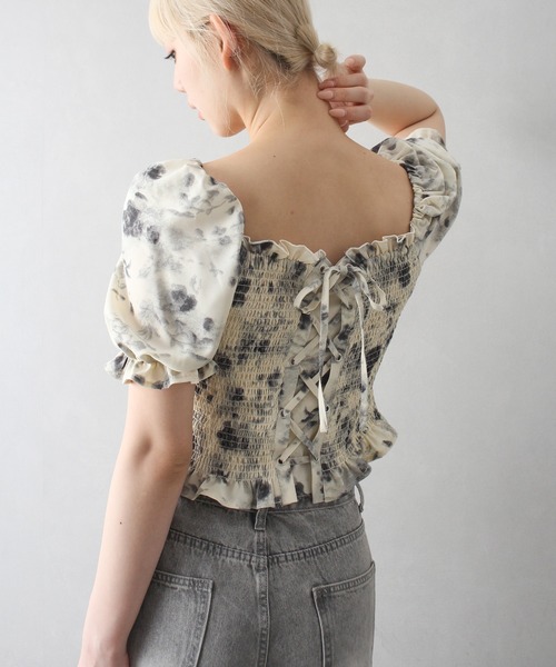 SpRay(スプレイ)の「レースアップオフショルショートスリーブブラウス(シャツ/ブラウス・レディース・ブラック×ホワイト/アイボリー/ブラック/オフホワイト・FREE)」の6枚目の写真