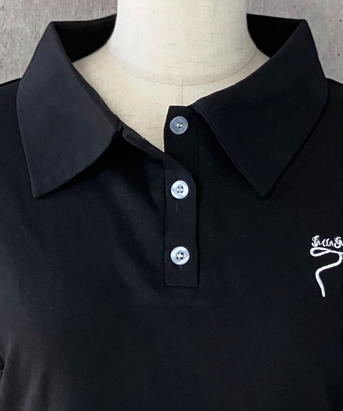 セール】リボン刺繍 ポロシャツミニワンピース（ワンピース）｜meJane