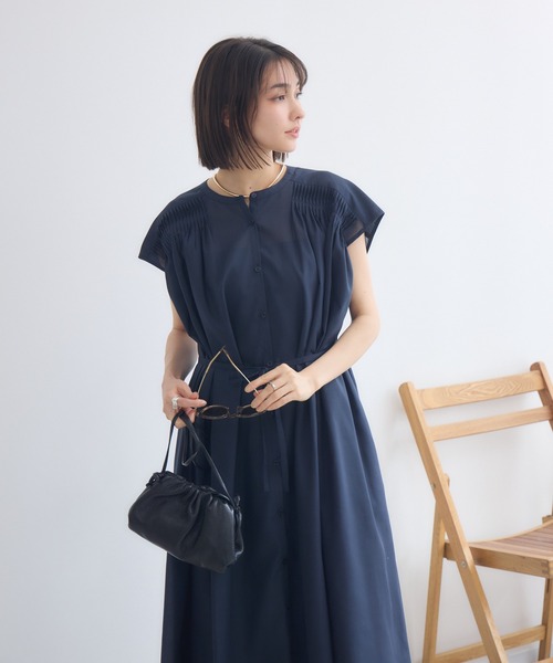 KATHARINE ROSS（キャサリンロス）の「【KATHARINE ROSS】ドミノプリーツシャツワンピース（シャツワンピース・レディース・ネイビー/ライトグリーン/ライトブルー・MEDIUM）」の6枚目の写真