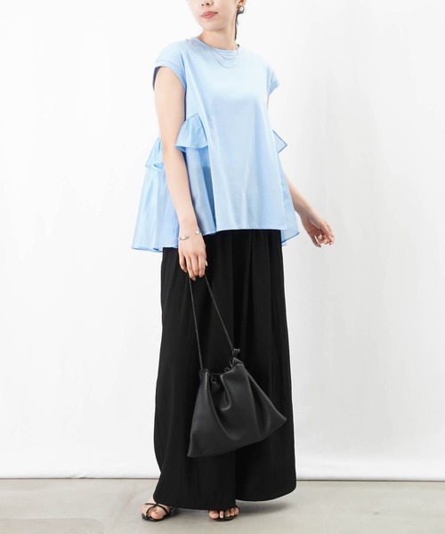 セール】LC/LLL 異素材フリルプルオーバー（Tシャツ/カットソー